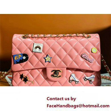 chanel Lambskin, Enamel & Gold-Tone Metal Classic Handbag A01112 pink 2024